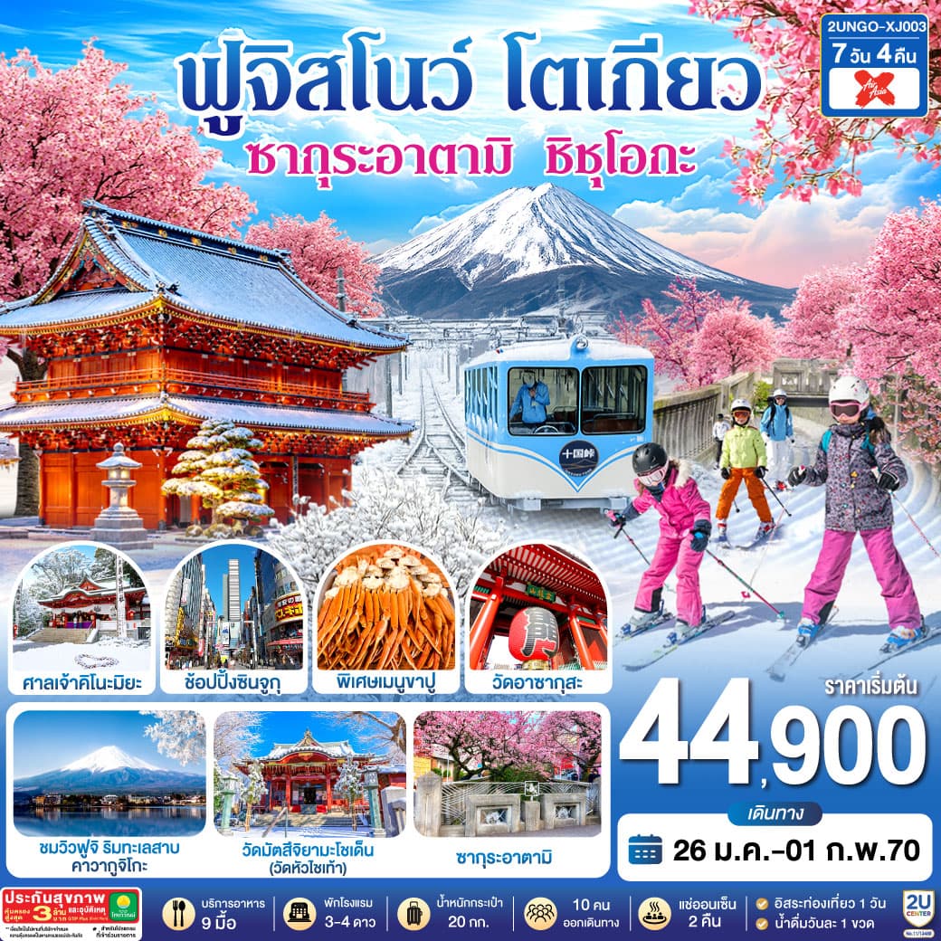 ทัวร์โตเกียว ซากุระอาตามิ ชิชุโอกะ ฟูจิสโนว โตเกียว (XJ) 7วัน 4คืน (เข้านาโกย่า-ออกโตเกียว)