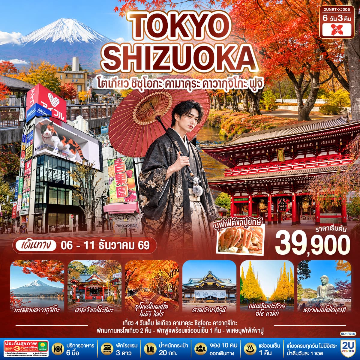 ทัวร์โตเกียว TOKYO SHIZUOKA คามาคุระ คาวากุจิโกะ ฟูจิ  (XJ) 6 วัน 3 คืน