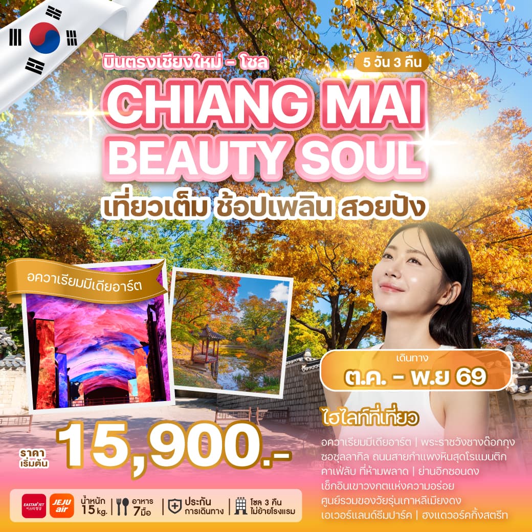ทัวร์เกาหลีบินตรงเชียงใหม่ โซล CHIANG MAI BEAUTY SOUL (7C/ZE) 5วัน 3คืน
