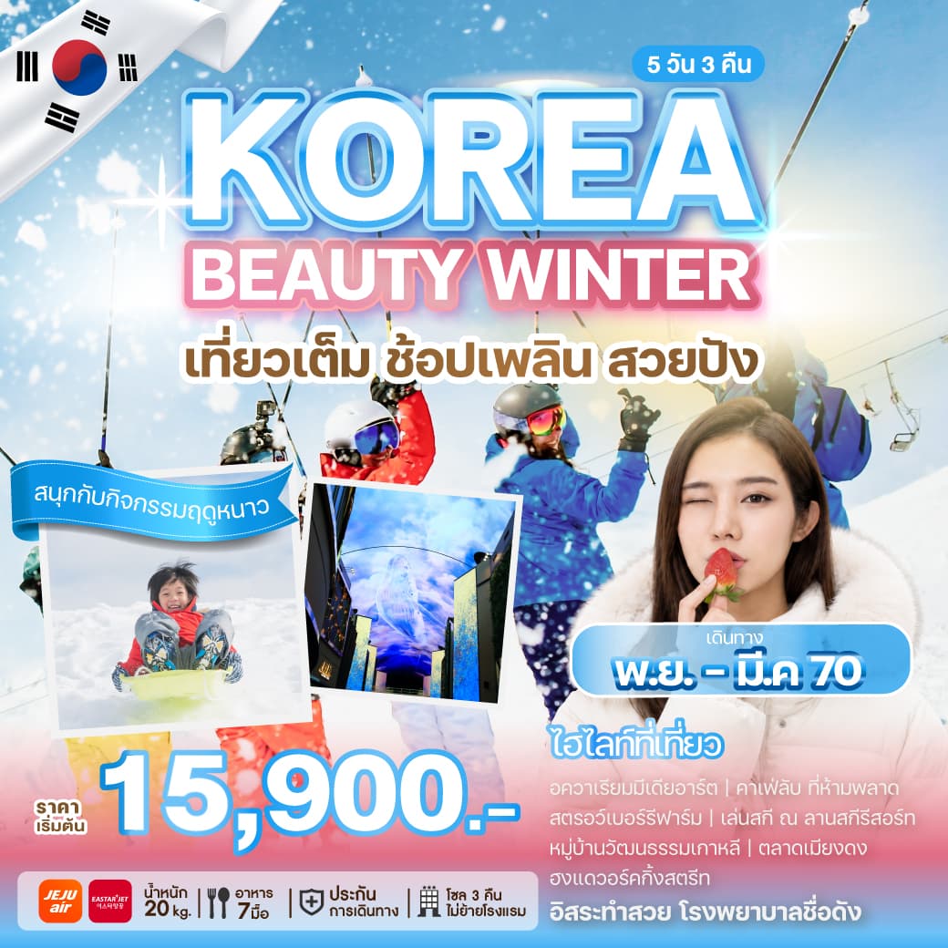 ทัวร์เกาหลี KOREA BEAUTY WINTER (ZE/7C) 5วัน 3คืน
